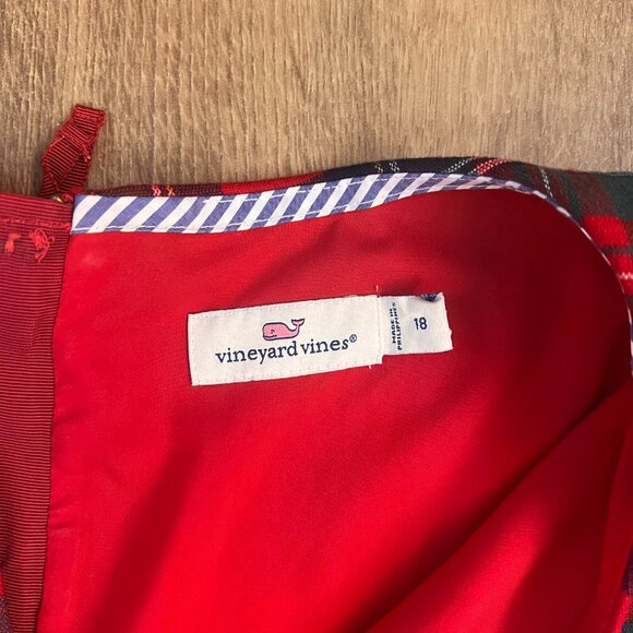 Vineyard Vines Greenwich Red Plaid Ruffle Sleeve Shift Dress Sz 18 - Picture 5 of 14